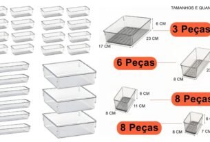 conjunto com 25 organizadores modulares em acrílico