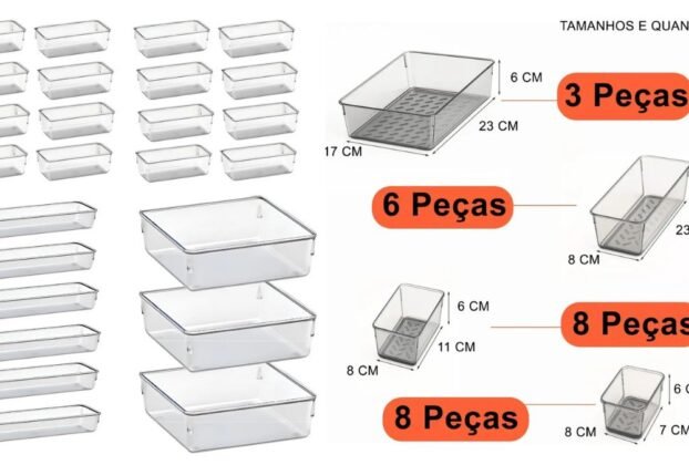 conjunto com 25 organizadores modulares em acrílico