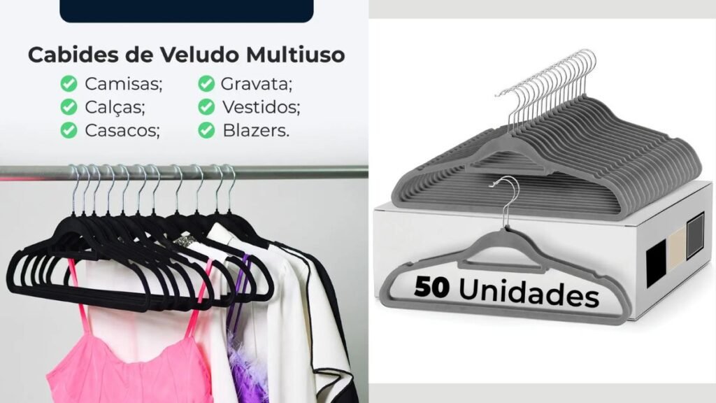 Cabide de veludo bege