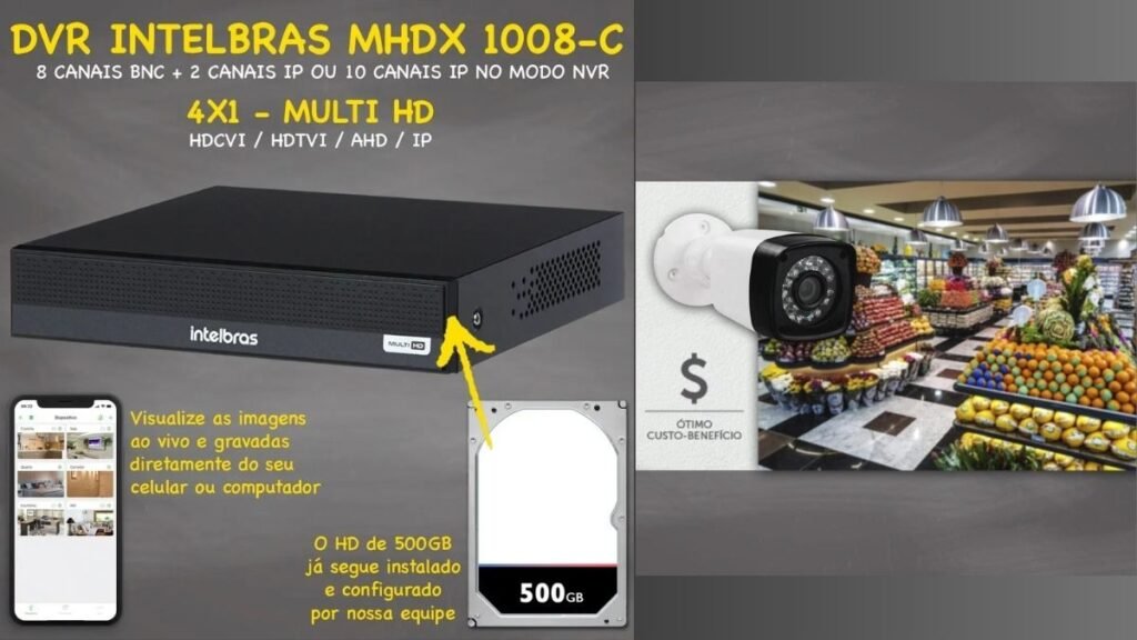 Kit CFTV Intelbras 8 Câmeras Vale a Pena? Review Completo do DVR MHDX 1008-C 7 Kit CFTV Intelbras