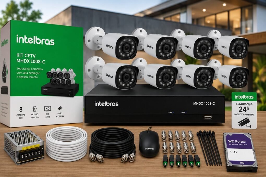 Kit CFTV Intelbras 8 Câmeras Vale a Pena? Review Completo do DVR MHDX 1008-C 1 Kit CFTV Intelbras 8 Câmeras