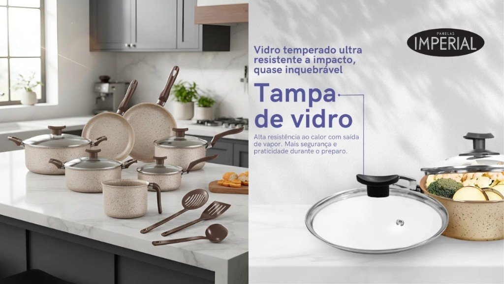 Conjunto de Panelas Antiaderente 10 Peças Coffee Cappuccino Imperial é bom? Review Completo 2 Jogo de panelas 10 peças