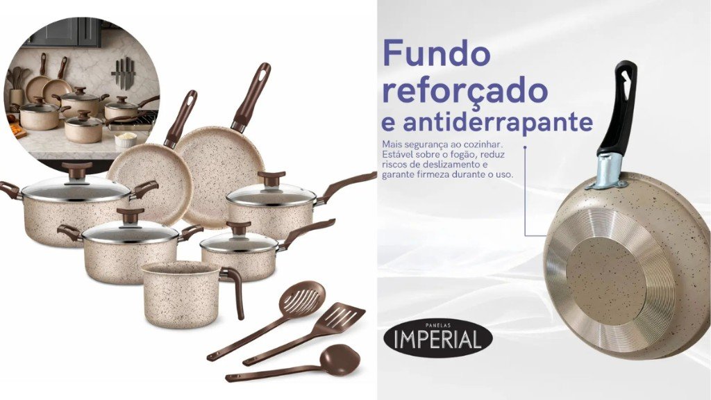 Conjunto de Panelas Antiaderente 10 Peças Coffee Cappuccino Imperial é bom? Review Completo 4 Panelas Imperial.