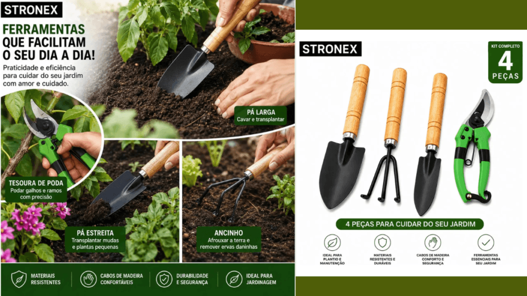 kit jardinagem 4 peças
