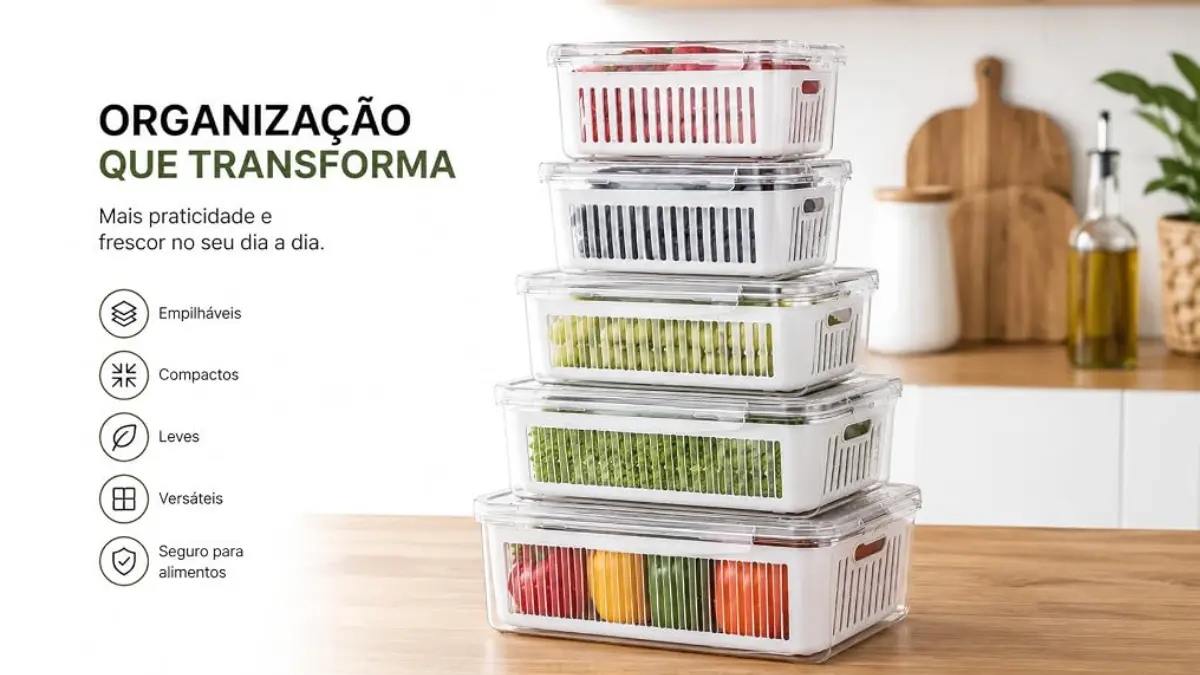 Kit com 5 Organizadores Herméticos para Geladeira: Review Completo 1 kit com 5 organizadores herméticos para geladeira