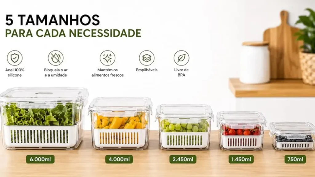 Kit com 5 Organizadores Herméticos para Geladeira: Review Completo 2 organizador de geladeira
