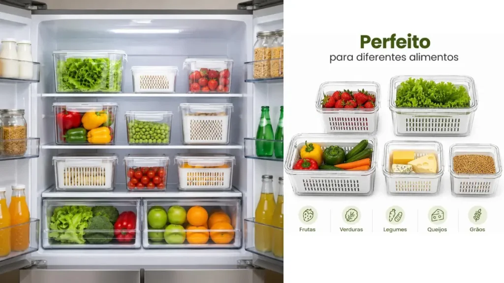 Kit com 5 Organizadores Herméticos para Geladeira: Review Completo 7 organizadores para cozinha