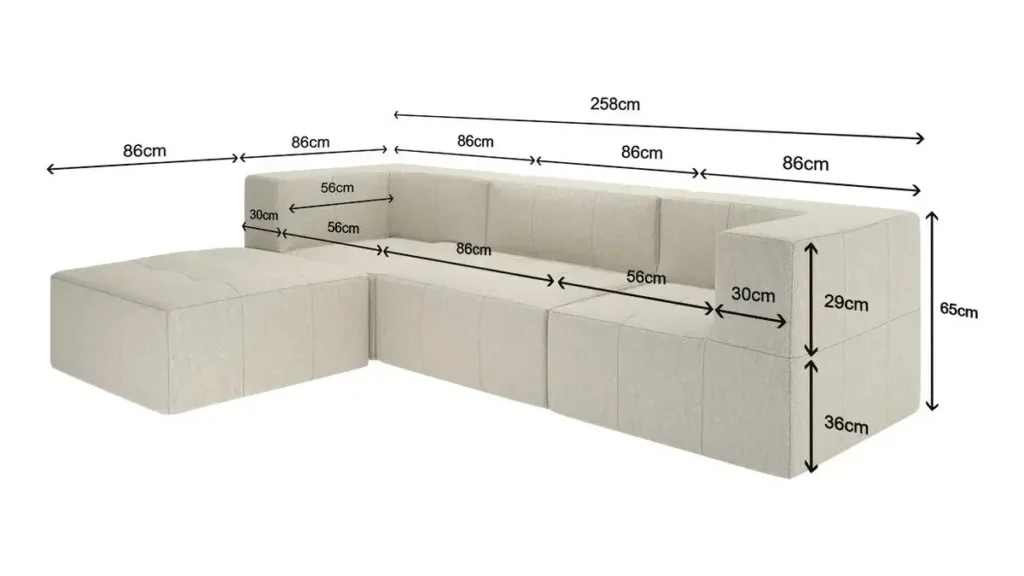 sofá modular na caixa
