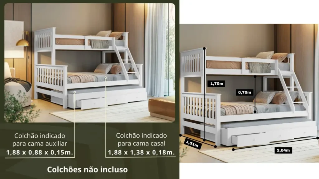 Treliche com Cama Casal e Solteiro: Vale a Pena? 2 treliche de madeira maciça